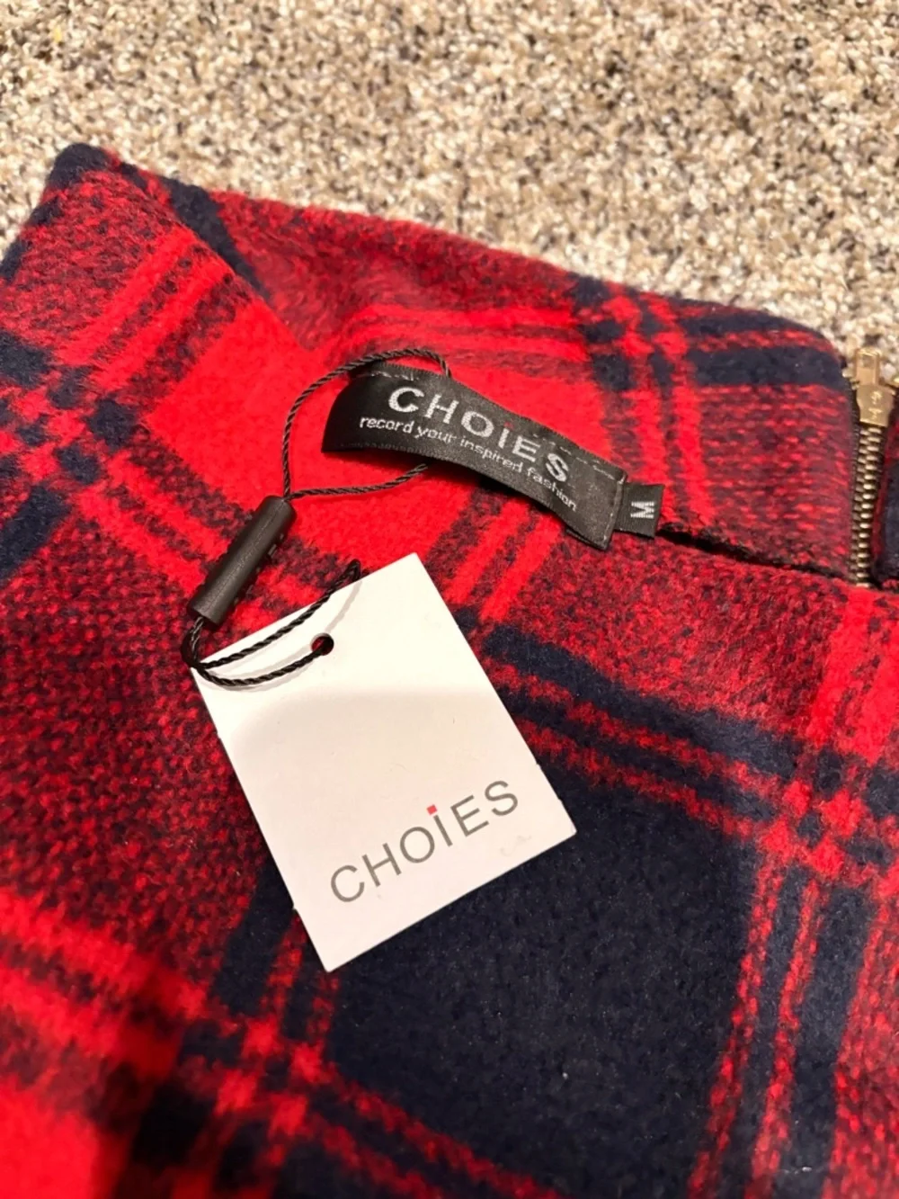 Choies Red and Black Plaid Wrap-Style Mini Skirt